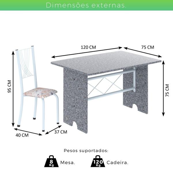 Imagem de Conjunto de Mesa Tampo de Granito Ocre com 4 Cadeiras Lorena Yescasa