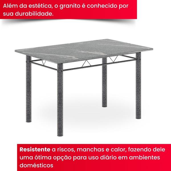 Imagem de Conjunto de Mesa Tubular 4 Cadeiras 100x60cm Mart Prata com Tampo em Granito Topázio Isabel 020 - Tudo de Móveis