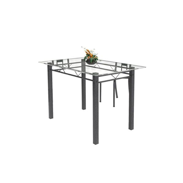 Imagem de Conjunto de Mesa Tubular 4 Cadeiras 120cm com Tampo de Vidro Iris