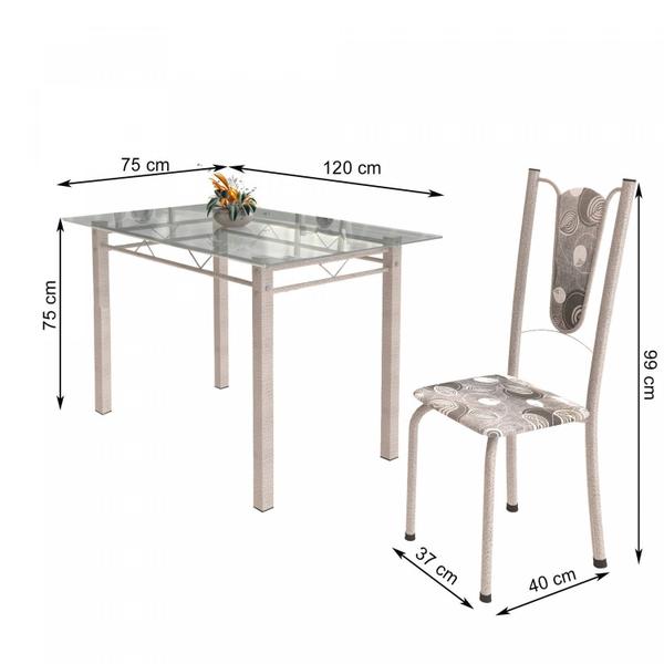 Imagem de Conjunto de Mesa Tubular 4 Cadeiras 120cm com Tampo de Vidro Melissa