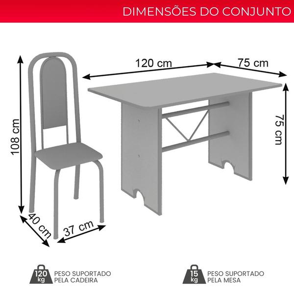 Imagem de Conjunto de Mesa Tubular 4 Cadeiras 120x75cm Mart Perola com Tampo em Granito Ocre Letícia 070 - Tudo de Móveis