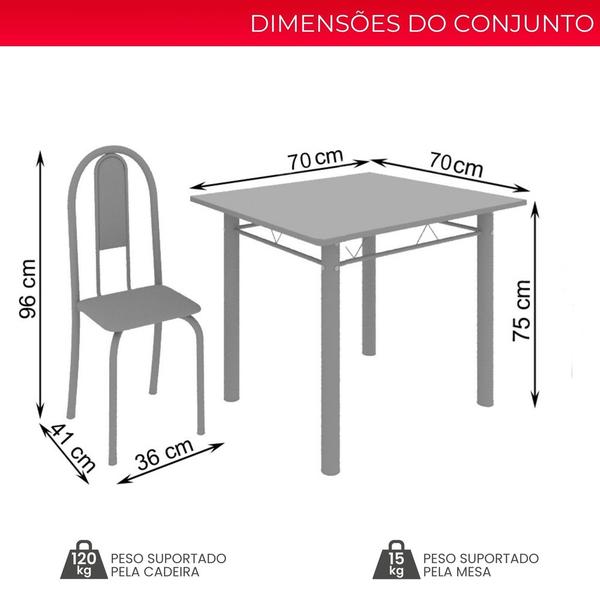 Imagem de Conjunto de Mesa Tubular 4 Cadeiras 70x70cm Mart Prata com Tampo em Granito Topázio Isabel 030 - Tudo de Móveis