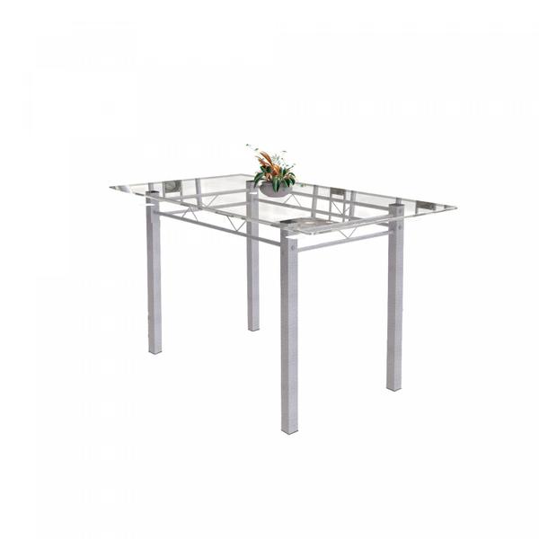 Imagem de Conjunto de Mesa Tubular 6 Cadeiras 140cm com Tampo de Vidro Iris