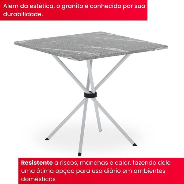 Imagem de Conjunto de Mesa Tubular 70x70cm com Tampo em Granito Topázio com 4 Cadeiras Analy 048 - Tudo de Móveis