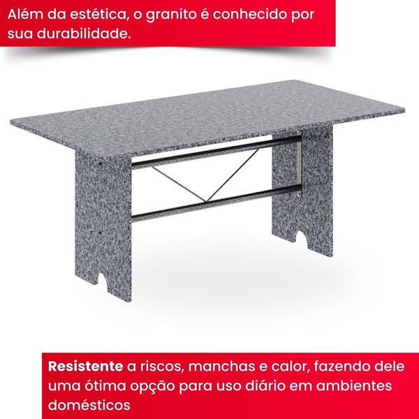 Imagem de Conjunto de Mesa Tubular 8 Cadeiras 180x75cm Mart Prata com Tampo em Granito Ocre Letícia 071 - Tudo de Móveis