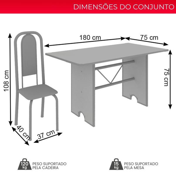 Imagem de Conjunto de Mesa Tubular 8 Cadeiras 180x75cm Mart Prata com Tampo em Granito Ocre Letícia 071 - Tudo de Móveis