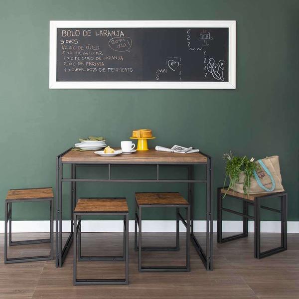 Imagem de Conjunto de Mesa Wooden com 4 Bancos  Preto e Ipê