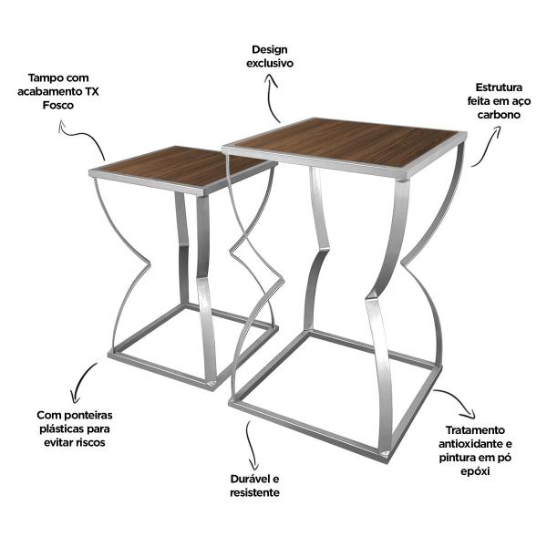 Imagem de Conjunto de Mesas de Canto Mesa Lateral Decoração Belt