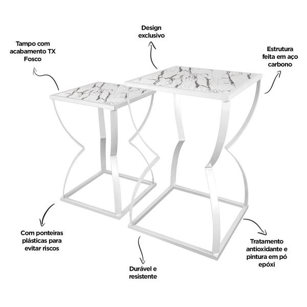 Imagem de Conjunto de Mesas de Canto Mesa Lateral Decoração Belt