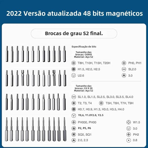 Imagem de Conjunto de Mini Chave de Fenda Elétrica Recarregável - 12/50/62/120 em 1 com Luz LED