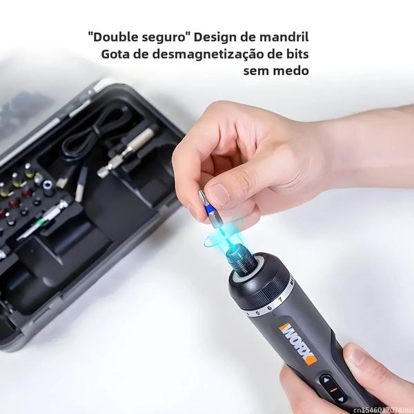 Imagem de Conjunto de Mini Chave de Fenda Elétrica Worx 4V - Recarregável via USB (Wx242, Wx241, Wx240)