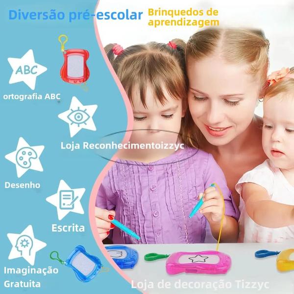 Imagem de Conjunto De Mini Prancheta Infantil, 6/12 Peças, Bloco Apagável Para Doodle Com Clipe De Chaveiro