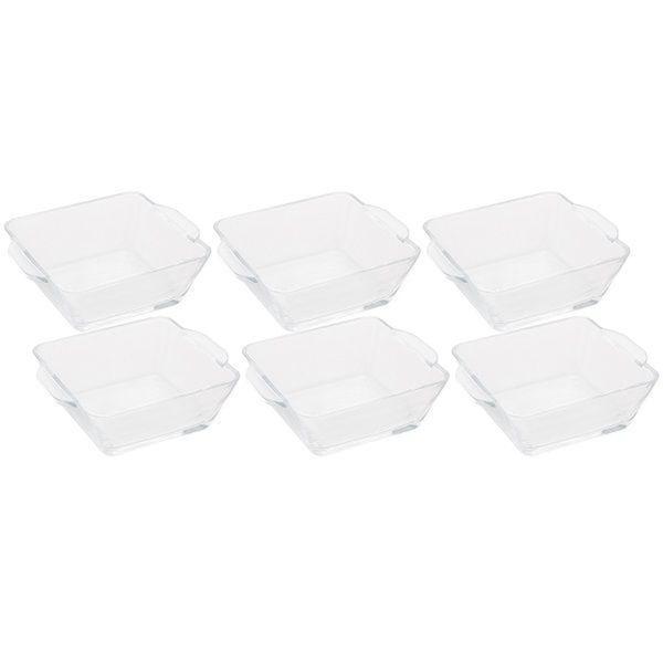 Imagem de Conjunto de Mini Travessas Quadradas de Vidro 10,5 X 4CM 6 Peças LYOR