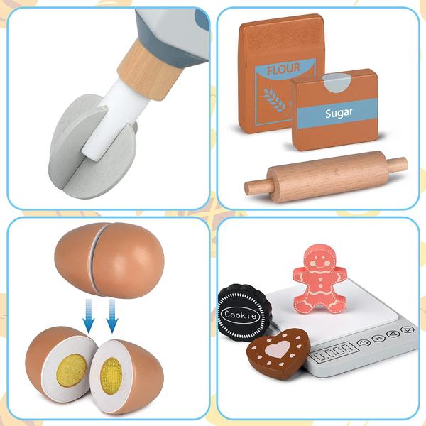 Imagem de Conjunto de misturadores de madeira Pretend Play Kitchen Accessories para crianças