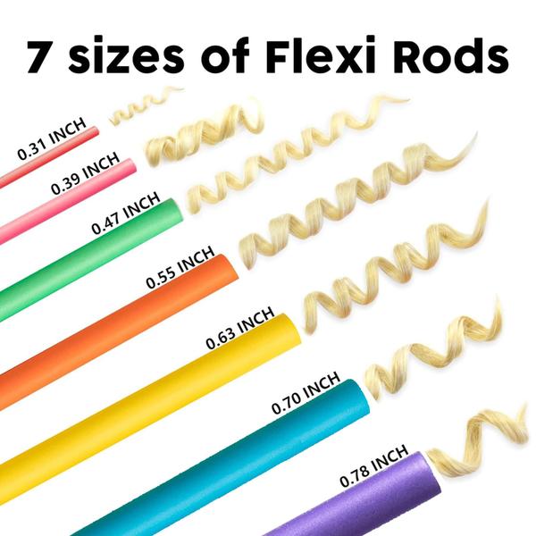 Imagem de Conjunto de modeladores de cabelo xnicx 47 peças Flexi Rods de 18 cm sem espuma térmica