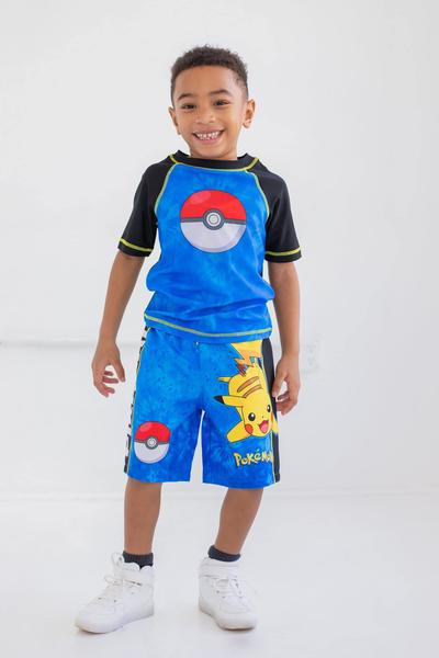 Imagem de Conjunto de natação Pokémon Pikachu Little Boys Rash Guard Blue 4