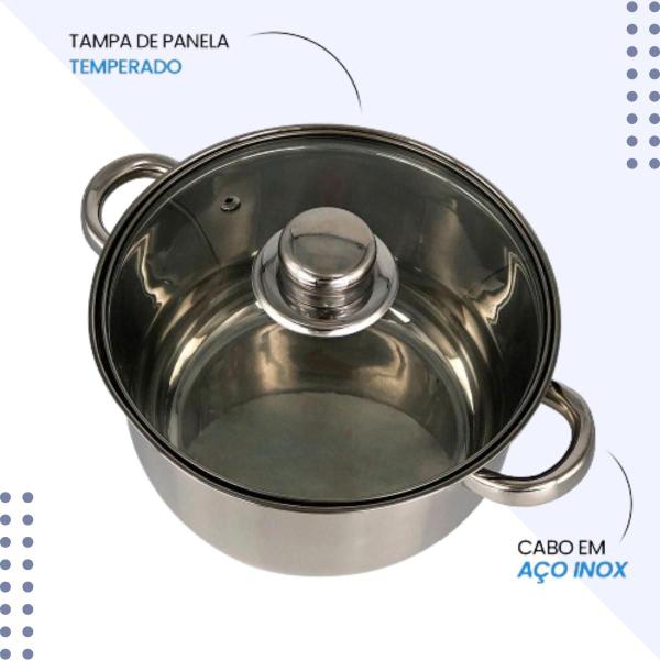 Imagem de Conjunto  de Panelas 5 Peças com Tampa Vidro Aço Inox Resistente