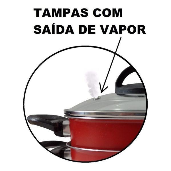 Imagem de Conjunto De Panelas 8 Peças Elegan Vermelho Com Tampa De Vidro