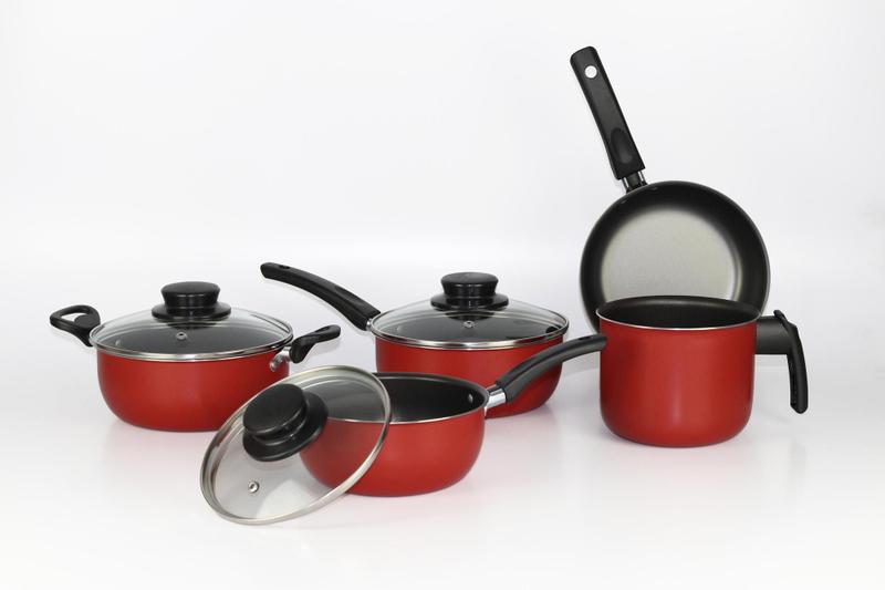 Conjunto De Panelas 8 Peças Elegan Vermelho E Tampa De Vidro - Dona Chefa Imagem de Conjunto De Panelas 8 Peças Elegan Vermelho E Tampa De Vidro