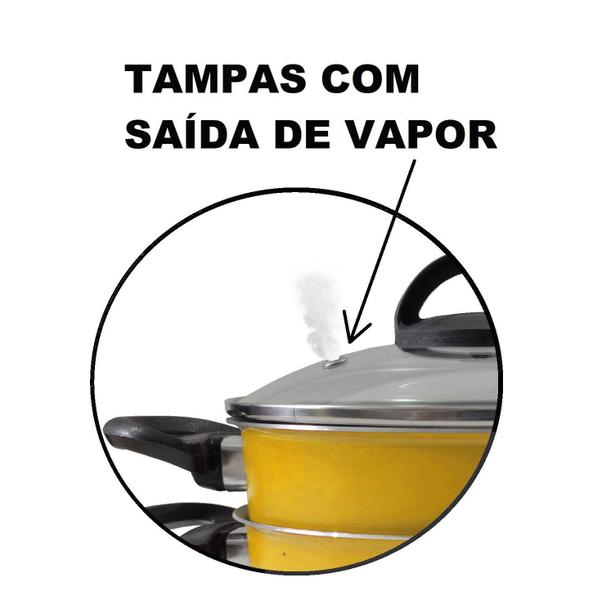 Imagem de Conjunto De Panelas Amarelo 06 Peças Com Teflon