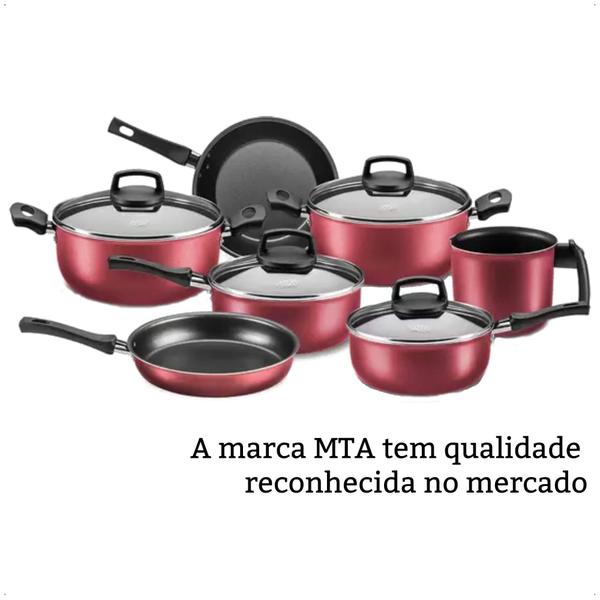 Imagem de Conjunto de Panelas Antiaderente Cabo Antitérmico Safira Cereja 7 Peças MTA - 5651