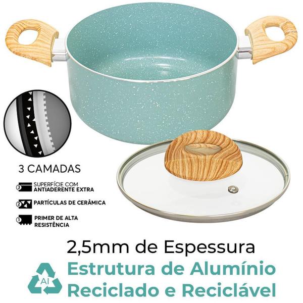 Imagem de Conjunto de Panelas Antiaderente de Indução CeramicLife  Botanika 5 Peças - Brinox 4815/102