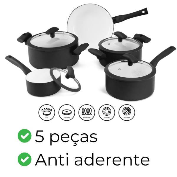 Imagem de Conjunto de Panelas Antiaderente Hércules 5pc Marrom PA300-5PPR