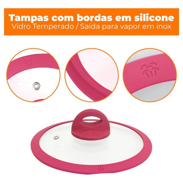 Conjunto de Panelas com Fundo de Indução Viena Red - casambiente Imagem de Conjunto de Panelas com Fundo de Indução Viena Red