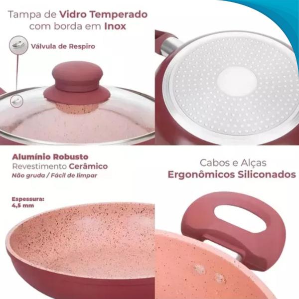 Imagem de Conjunto De Panelas De Alta Qualidade Com Cor Preta Com Vermelho Presente Ideal Para Mãe Entrega Rápida