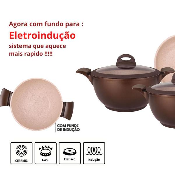 Imagem de Conjunto De Panelas Fogão Indução 5 pç Antiaderente Cerâmico Vai Forno Belga