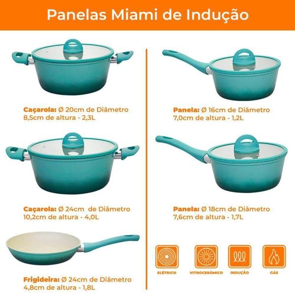 Imagem de Conjunto de panelas Miami 5 pçs com fundo de indução  - CASA AMBIENTE