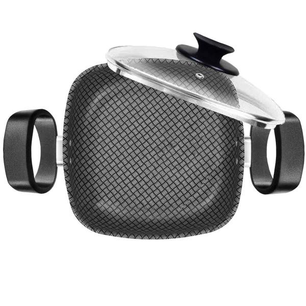 Conjunto De Panelas Quadradas + Panela de Pressão Preto Antiaderente 6 Peças Patolux Imagem de Conjunto De Panelas Quadradas + Panela de Pressão Preto Antiaderente 6 Peças Patolux