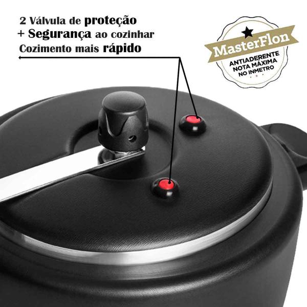 Conjunto De Panelas Quadradas + Panela de Pressão Preto Antiaderente 6 Peças Patolux Imagem de Conjunto De Panelas Quadradas + Panela de Pressão Preto Antiaderente 6 Peças Patolux