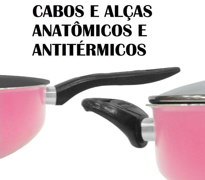 Imagem de Conjunto de panelas rosa 13 peças antiaderente