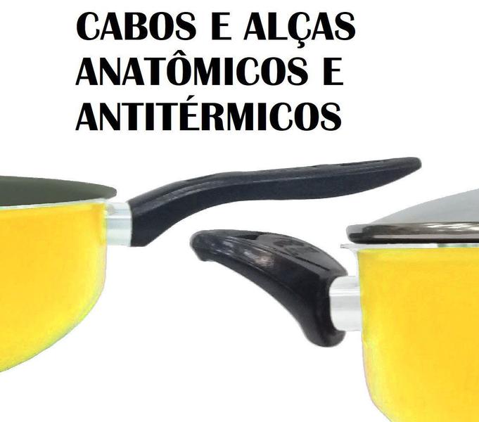 Imagem de Conjunto de panelas teflon amarelo elegan 08 peças antiaderente