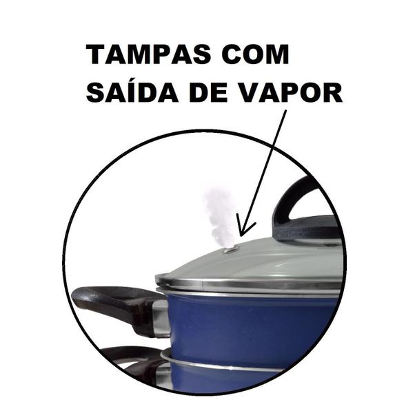 Imagem de Conjunto de panelas teflon azul elegan 08 peças antiaderente