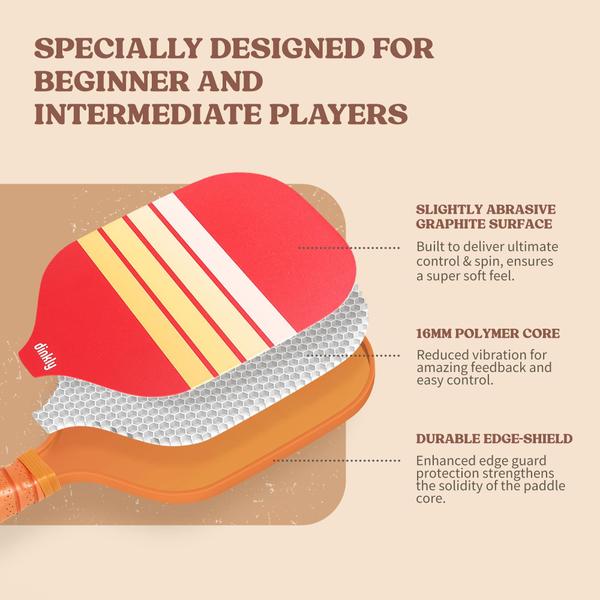 Imagem de Conjunto de pás de pickleball Dinkly Pickleball com bolas e bolsa vermelha