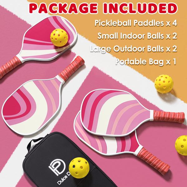 Imagem de Conjunto de pás Pickleball DULCE DOM Pink para mulheres com bolsa e bolas