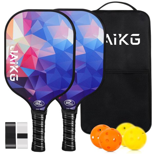 Imagem de Conjunto de pás Pickleball DZLION em fibra de vidro com 4 bolas e bolsa