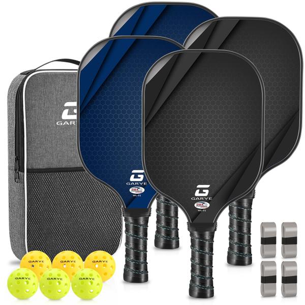 Imagem de Conjunto de pás Pickleball GARYE WL-01 em fibra de carbono, pacote com 4 unidades com acc