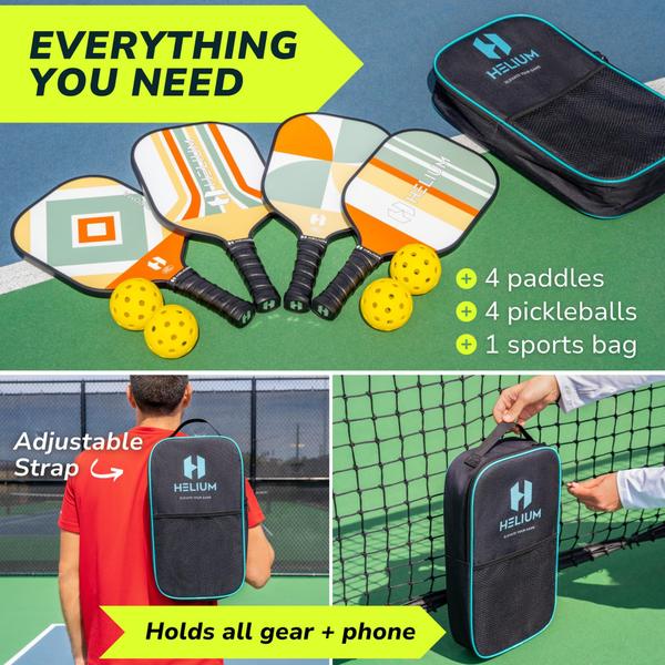 Imagem de Conjunto de pás Pickleball Helium Chroma, pacote com 4, bolsa e bolas