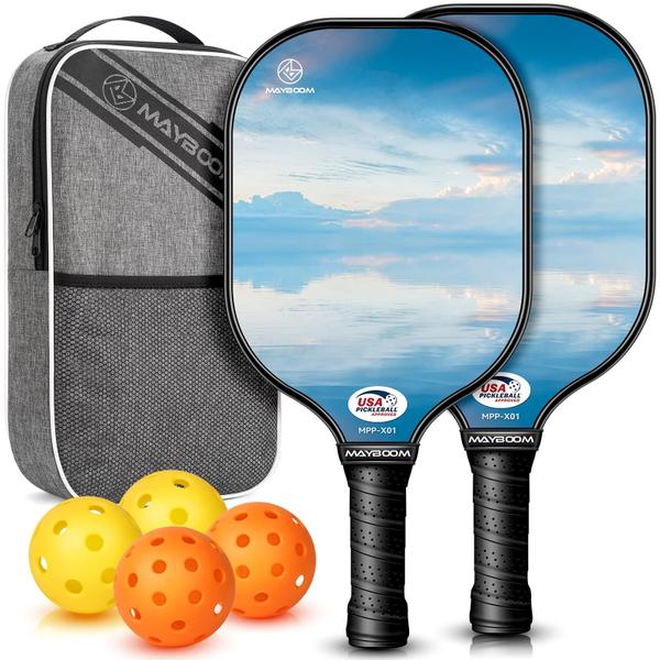 Imagem de Conjunto de pás Pickleball MayBoom Fiberglass com 4 bolas e bolsa