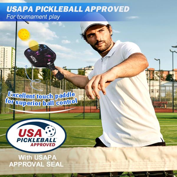 Imagem de Conjunto de pás Pickleball MTEN com superfície de fibra de vidro com bolas e bolsa