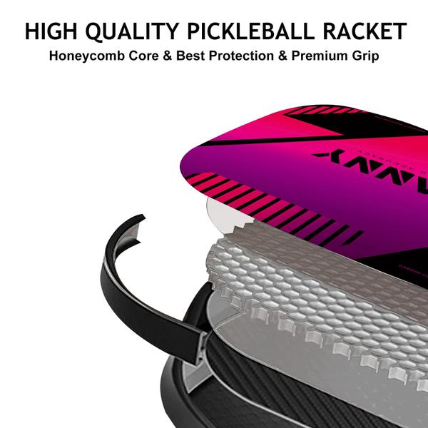 Imagem de Conjunto de pás Pickleball OLANNY Graphite com núcleo em forma de favo de mel