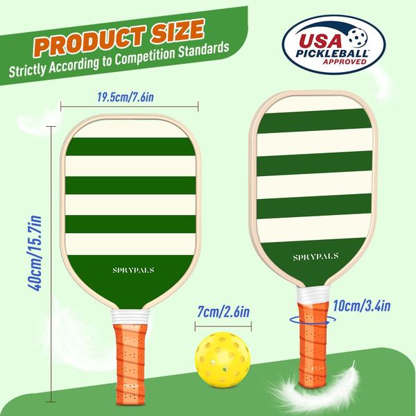 Imagem de Conjunto de pás Pickleball Sprypals Premium Wood com 4 bolas e bolsa