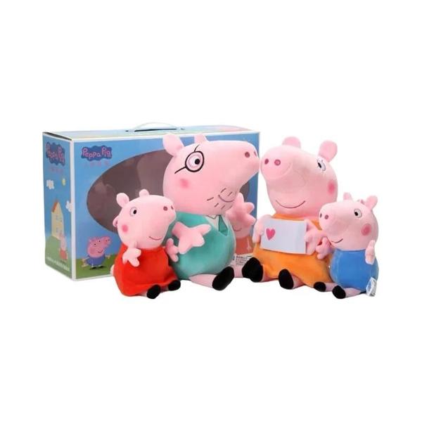 Imagem de Conjunto de Pelúcia Peppa Pig com 4 Peças - Família Completa para Decoração de Festa