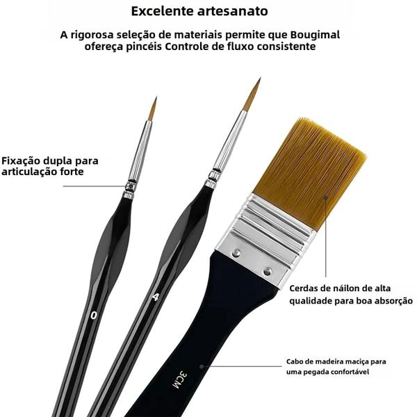 Imagem de Conjunto de Pincel Artístico com 28/32 Peças - Cerdas de Nylon (Redondo, Filbert, Ventilador)