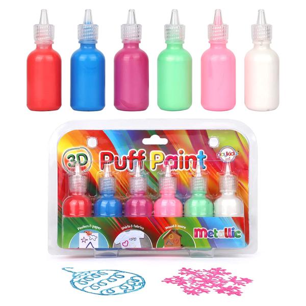 Imagem de Conjunto de pintura Puff Playkidiz 3D Fabric Paint, pacote com 6 unidades metálicas