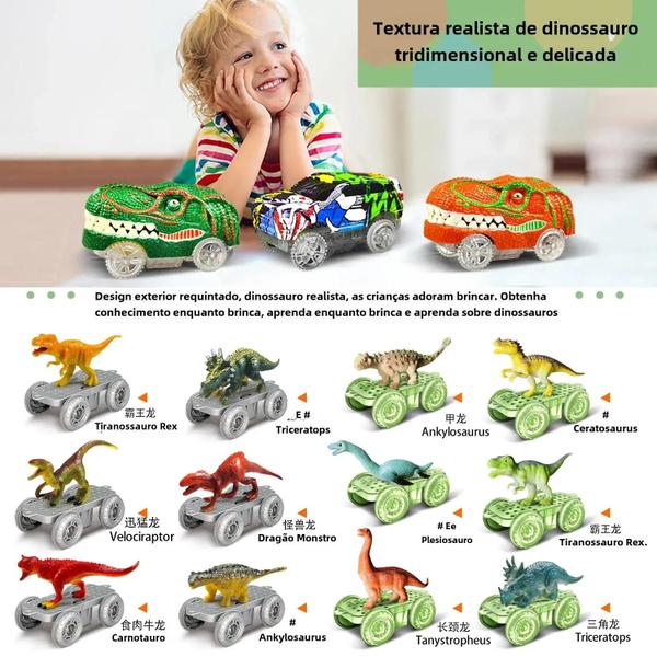 Imagem de Conjunto de Pista de Corrida Flexível com Dinossauros e Luzes - Brinquedo Educativo Infantil