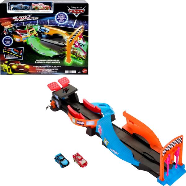 Imagem de Conjunto de pistas Mattel Disney Pixar Cars Glow Racers com 2 carros